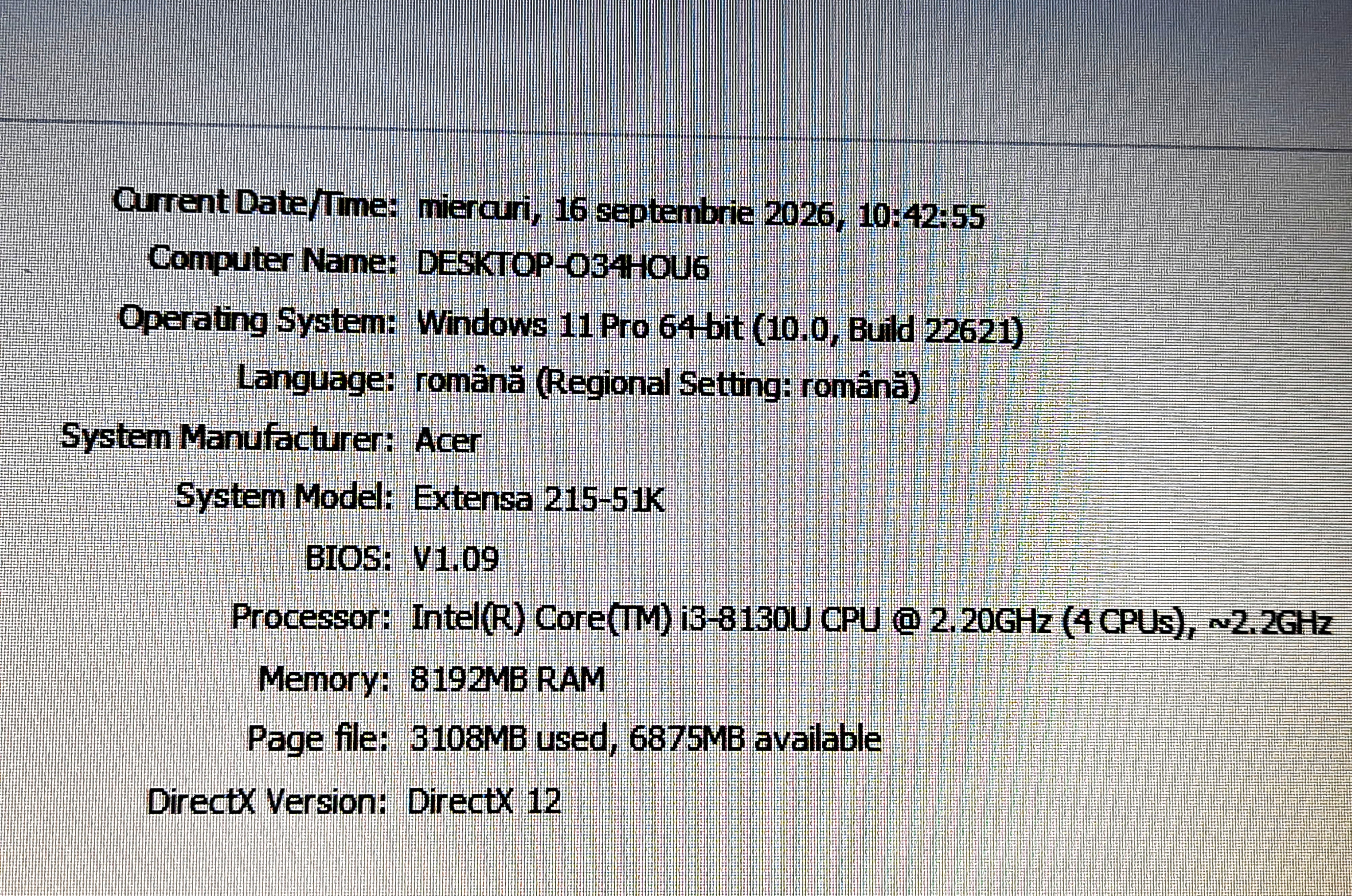 Vand laptop ACER Extensa 15--Intel i3-8130U-Turbo Speed 3.4 GHz--8GB Ram DDR4--SSD — miniatură 7